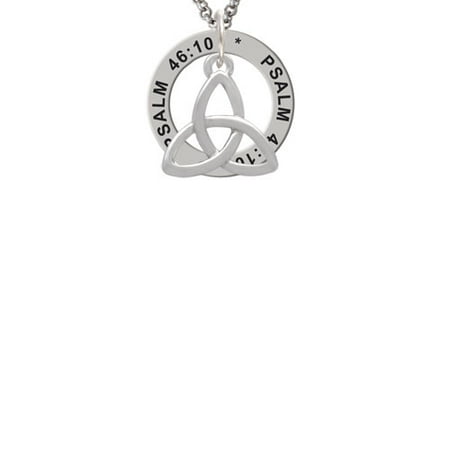 - Silvertone Large Trinity Knot Psalm 46:10 Affirmation Ring Necklace