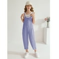 thumbnail image 4 of Usaibhir Girls' Casual Sleeveless Jumpsuits Loose Spaghetti Strap Romper Long Pants Kids V-Neck Overalls with Pockets, 4 of 7