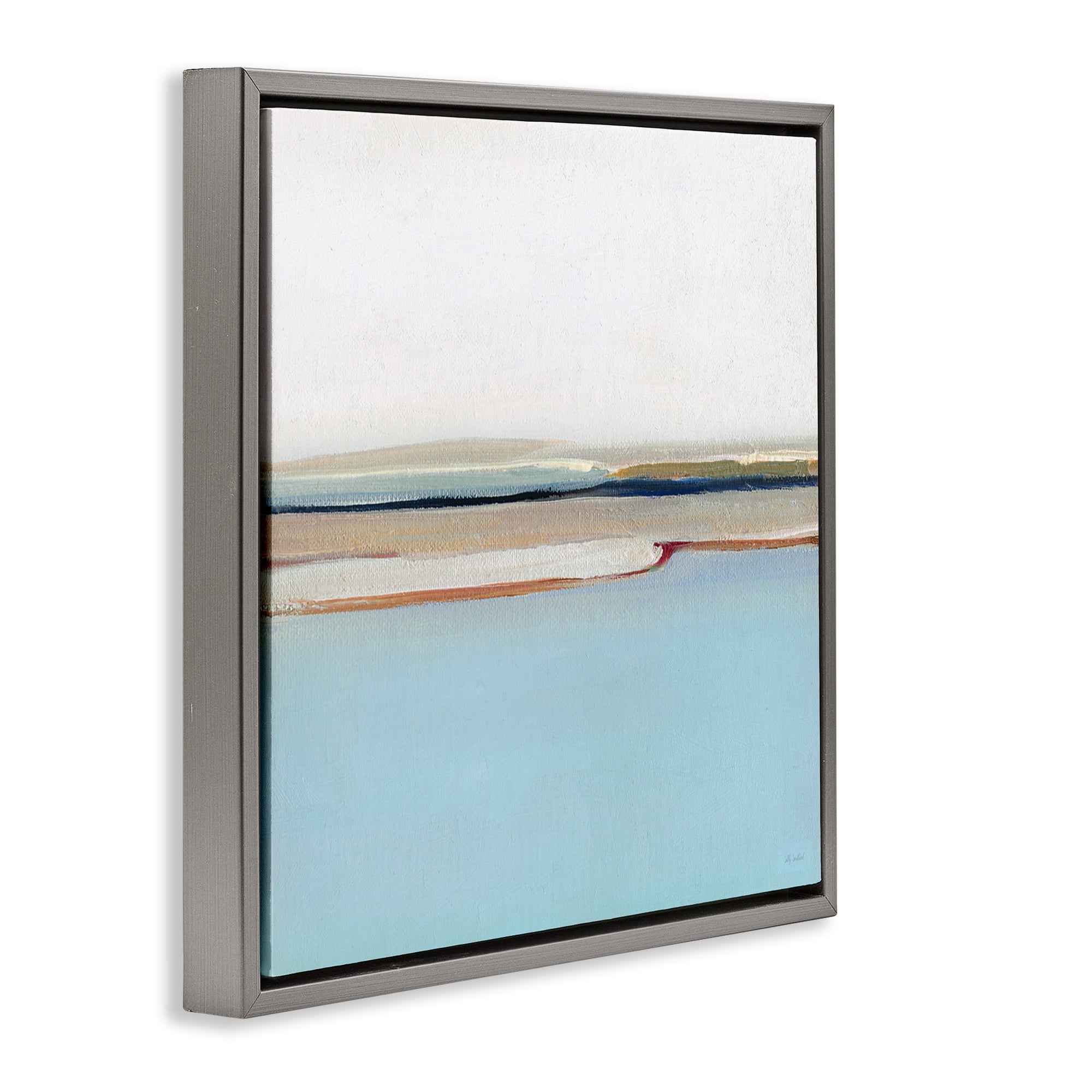Stupell Industries Serene Minimal Shoreline at Dawn Gray Framed Floater Canvas Wall Art, design by Sally Swatland