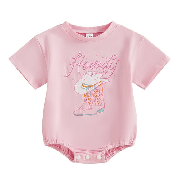 Newborn Onesies Girl Newborn Summer Letter Print Short Sleeve Jumpsuit Bodysuit Outfit Baby Girl Romper Pink 12 Months-18 Months
