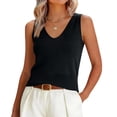 thumbnail image 3 of Lumtrix Women Summer Tank Tops 2026 Basic Sleeveless V Neck Lightweight Knit Sweater Vest Beach Vacation Going Out Shirts Black One Size, 3 of 6