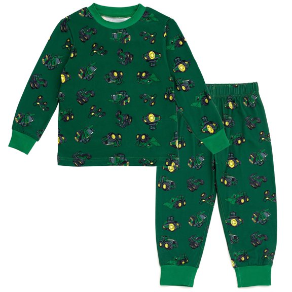 Conjunto de pijama John Deere Tractor para niños pequeños, verde 5T