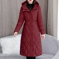 thumbnail image 2 of Miluxas Women Lightweight Cotton Padded Jackets Women's Long Sleeve Mid-Length Zipper Warm Loose Parkas Coat Wine XL(XL), 2 of 9
