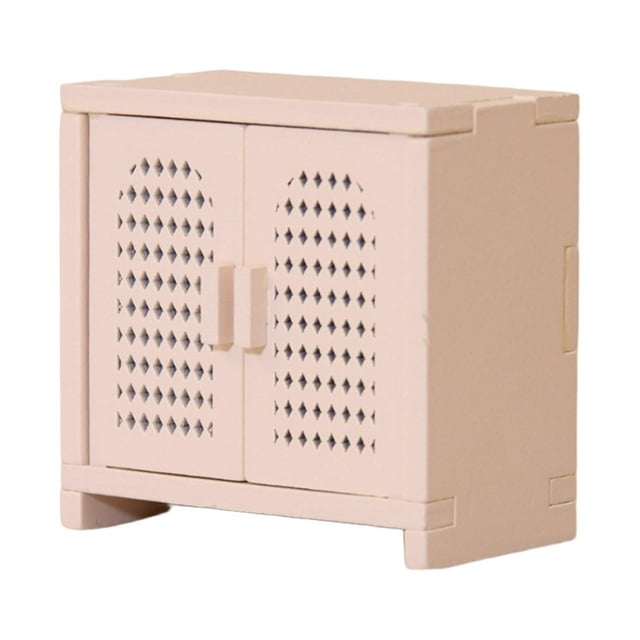 Siruishop Armoire de Rangement Mini pour Maison de Poupée 1:12, Accessoire Photo pour Chambre et Cuisine, Blanc Lacté