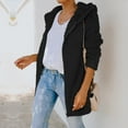 thumbnail image 5 of IROINNID Women's Comfy Mid-Length Hoodie Coat Solid Color Zip Up Long Sleeve Outwear, Black, 5 of 9