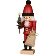 12" Red and Black Christian Ulbricht Santa with Tree and Sack Nutcracker Decoration