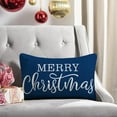 thumbnail image 5 of Blue Christmas Lumbar Pillow Cover 12x20 Inches for Christmas Decorations Merry Christmas Throw Pillow Covers Winter Holiday Cushion Case Decoration for Sofa Couch, 5 of 6