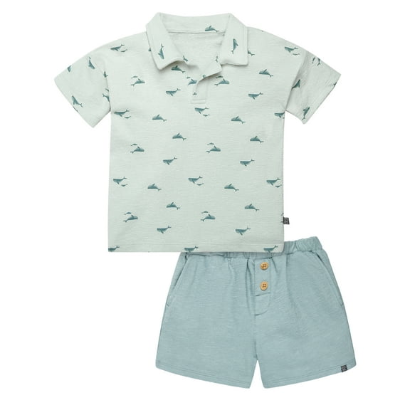 Modern Moments by Gerber Toddler Boy Jonny Collar Shirt and Short Outfit Set, 2-Piece, 12 Months - 5T