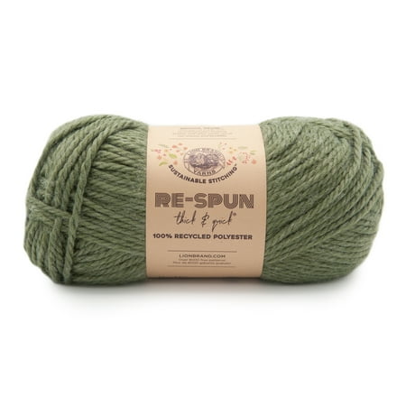 UPC: 0842093130499 | Lion Brand Yarn Re-Spun Thick & Quick Evergreen Super Bulky Recycled Polyester Green Yarn 1 Pack