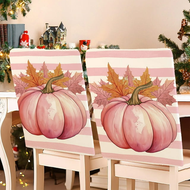 Amzcrzy Polyester Chairs Cover Fall Chair Cover 1 Piece Thanksgiving Dining Table Chair Protective Cover Elastic Autumns Chair Cover Washable Suitable for Restaurant Hotel Party Wedding