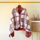 thumbnail image 4 of Yuarrent Mantas portátiles de terciopelo de doble cara, patrón de rejilla con capucha, chal cálido, manta con botón, alfombra para dormir, hogar y Suministros térmicos Rejilla roja Yuarrent HA071574-01, 4 of 6