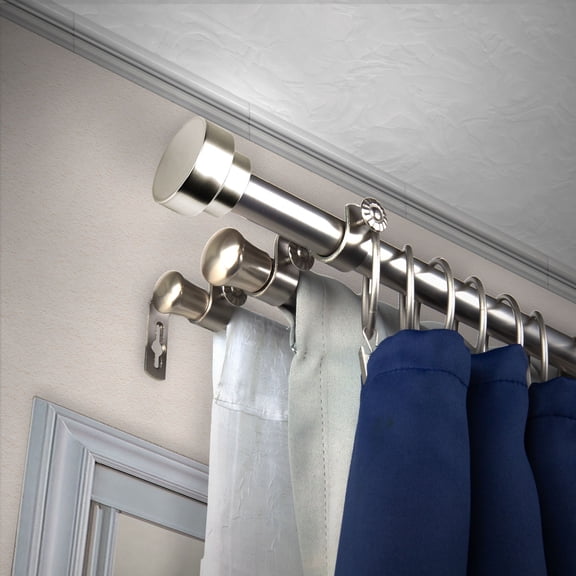 Contemporary Home Living 125.5" Silver Solid Contemporary Triple Curtain Rod