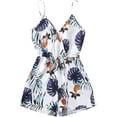 thumbnail image 1 of Women's Leopard Print Wrap Spaghetti Strap Romper Cami Jumpsuit, 1 of 5