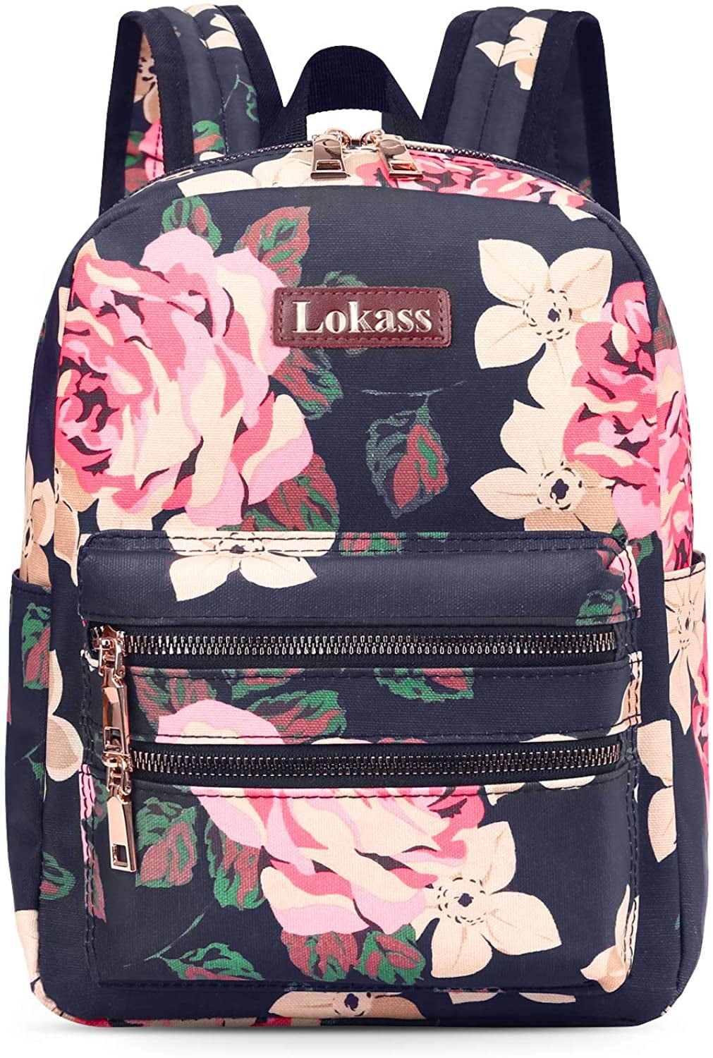 Travel Daypack Laptop Backpack College School Package Bookbag for Women Men Blue Flowers 