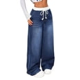 thumbnail image 1 of Pantalones vaqueros de pierna recta for mujer, elegantes, de talle alto, elásticos, holgados, estrechos, de pierna ancha, 1 of 7