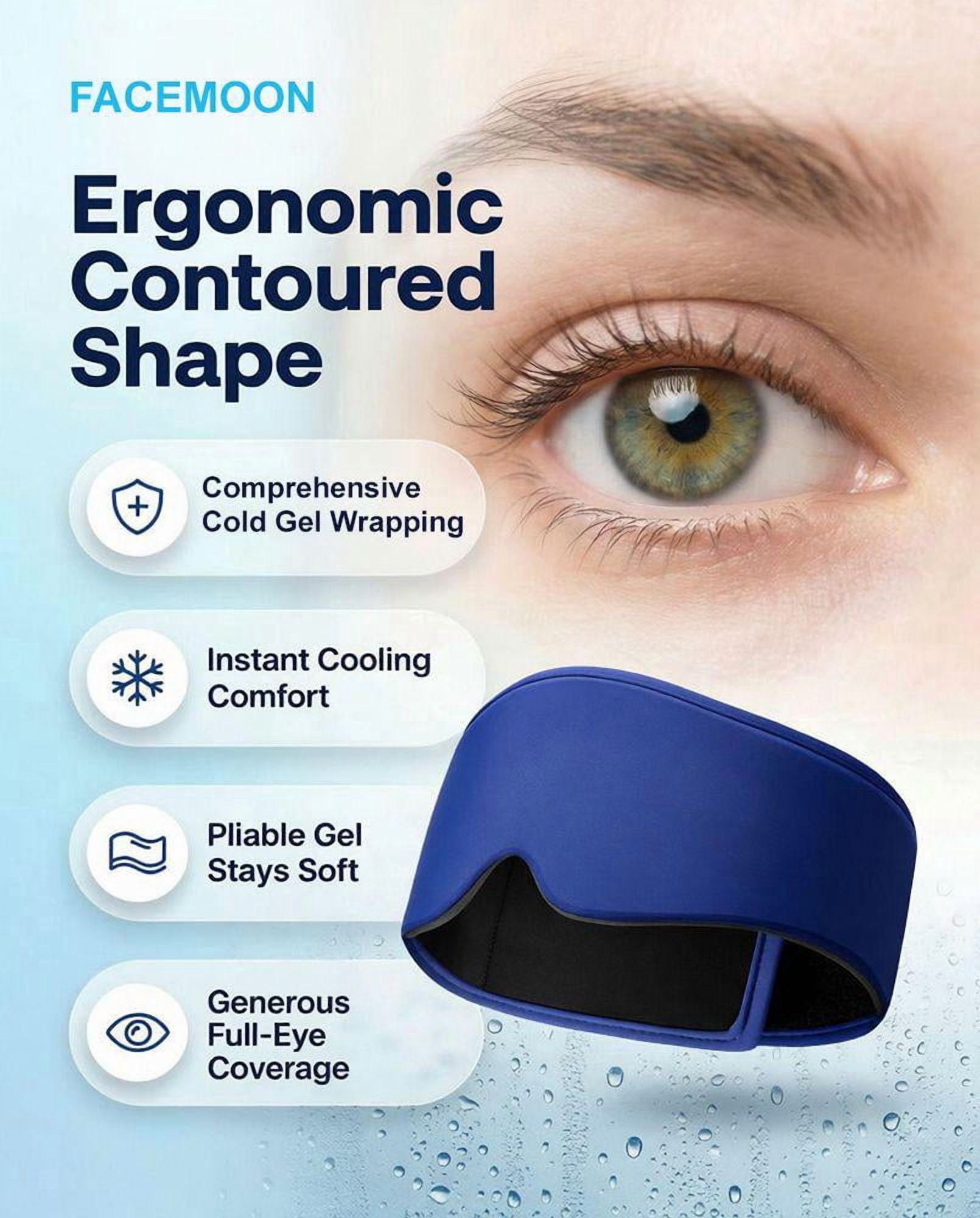 FACEMOON Cooling Eye Mask for Puffy Eyes, Cold Compress for Migraines Headache and Puffiness, Relaxation Gifts for Women, Gel Sleep Mask for Dark Circles, Reusable Face Ice Pack