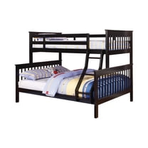 Mission Style Twin Over Full Bunk Bed with Attached Ladder Black - Saltoro Sherpi