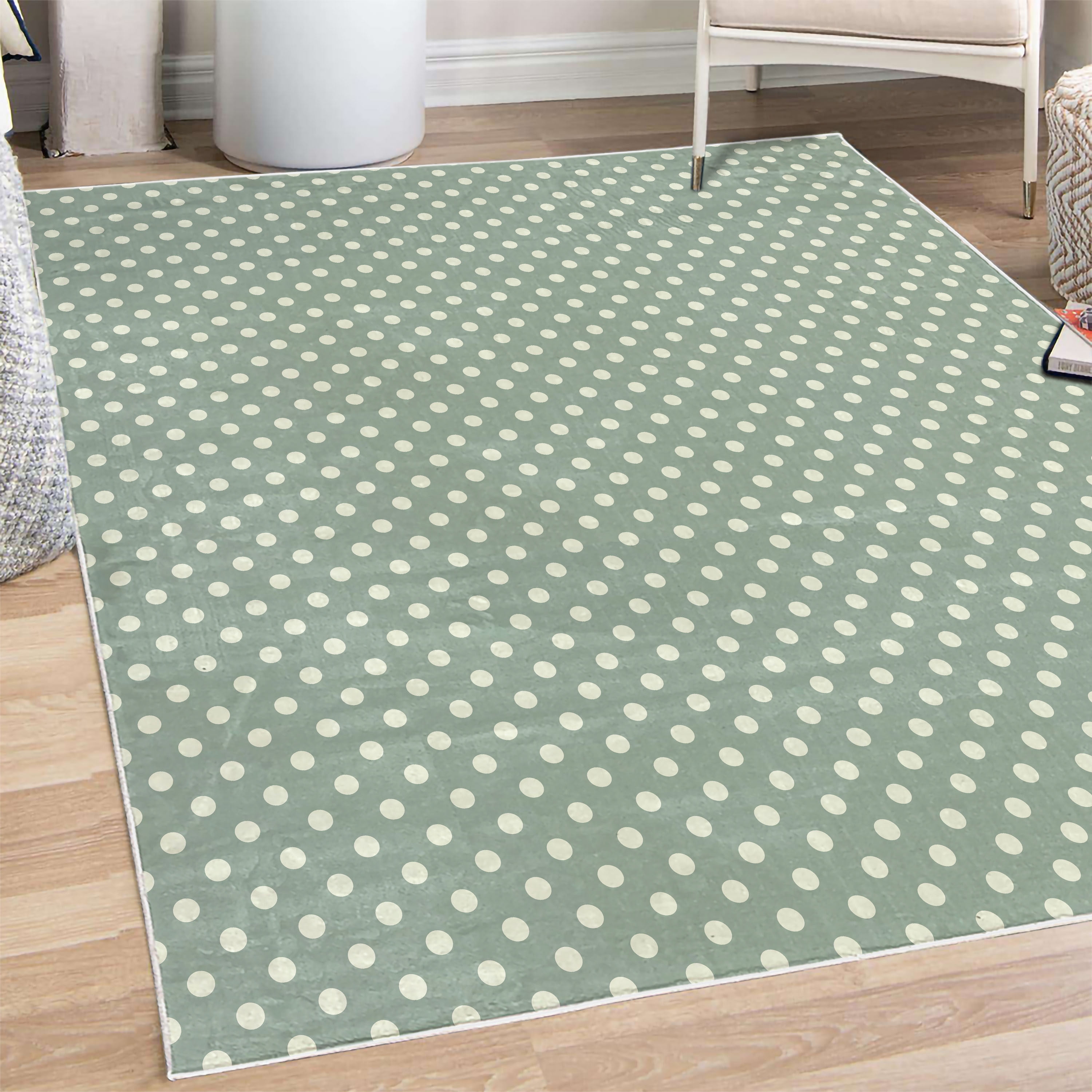 Vintage Black Tiny Polka Dot Round Rug
