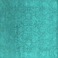 thumbnail image 1 of Ahgly Company Machine Washable Indoor Square Oriental Turquoise Blue Industrial Area Rugs, 8' Square, 1 of 4