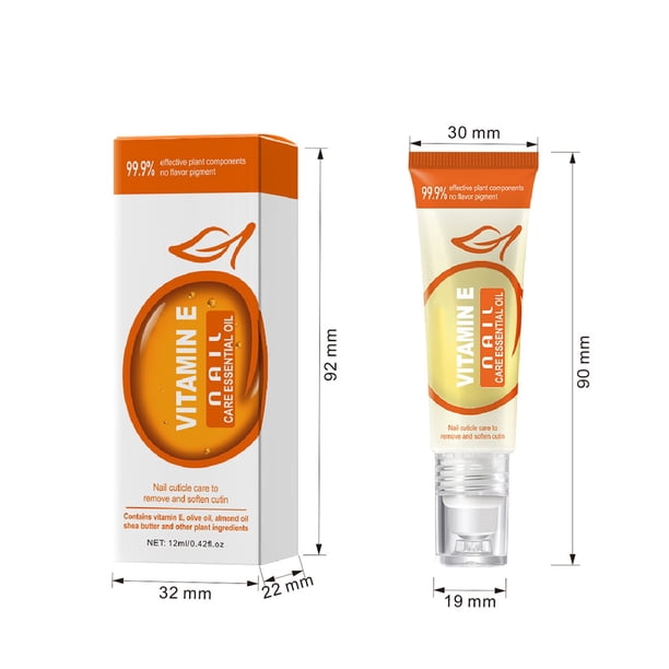 Aceite esencial de vitamina E, aceite para el cuidado de las cutículas de las uñas, ingredientes hidratantes y exfoliantes, aceite de masaje con cuentas para caminar, 12 ml, The Essence