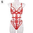 thumbnail image 1 of Mono de lencería sexy body de vendaje erótico de encaje de flores huecas, S, rojo kenally XX000114-01, 1 of 7