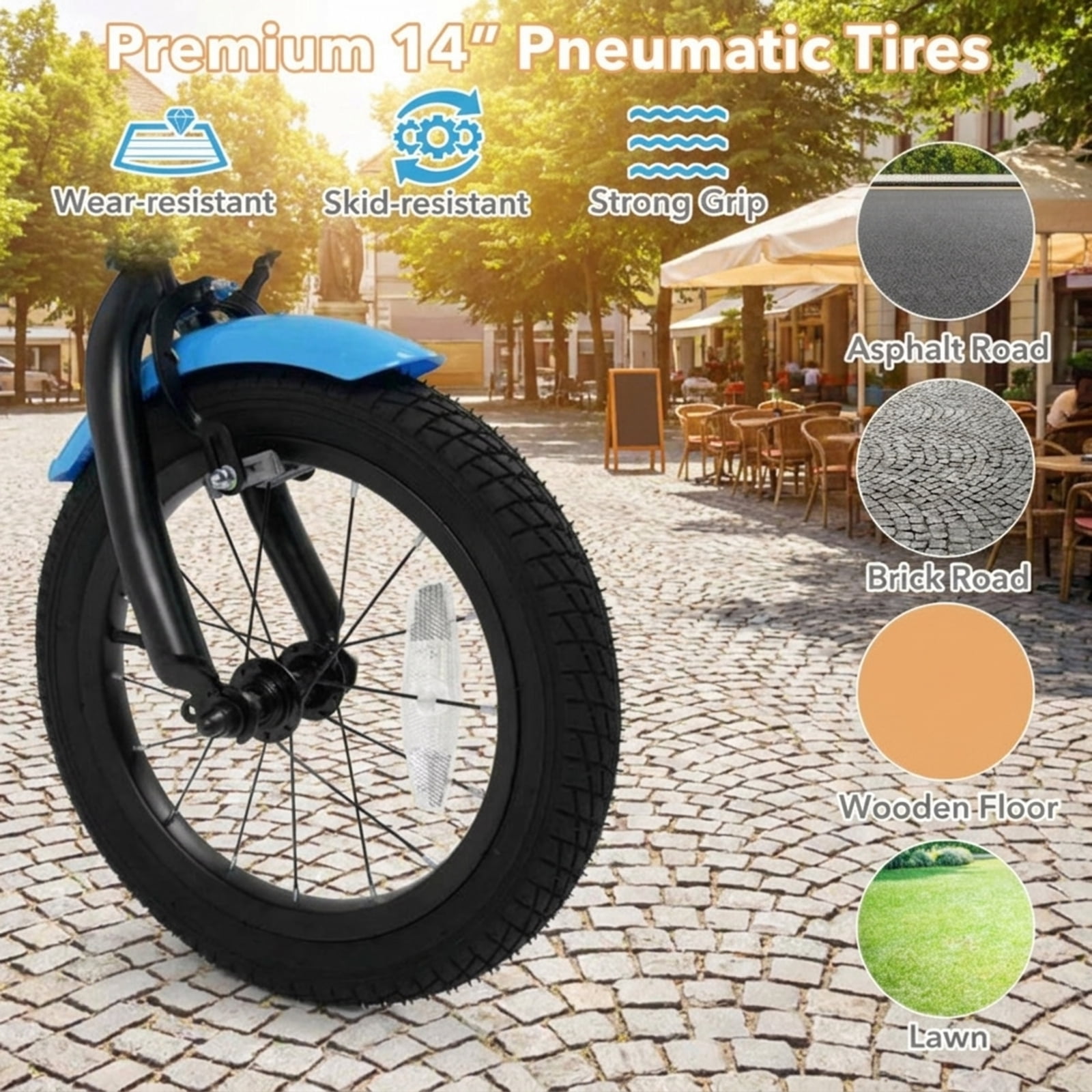 Redsmile Kids Bike 14 Inch with Training Wheels and Front Basket for Boys Girls Ages 3-5, 12 14 16 Inch Adjustable Seat Youth Bicycle for Toddlers, 110 lb Capacity, Multicolor
