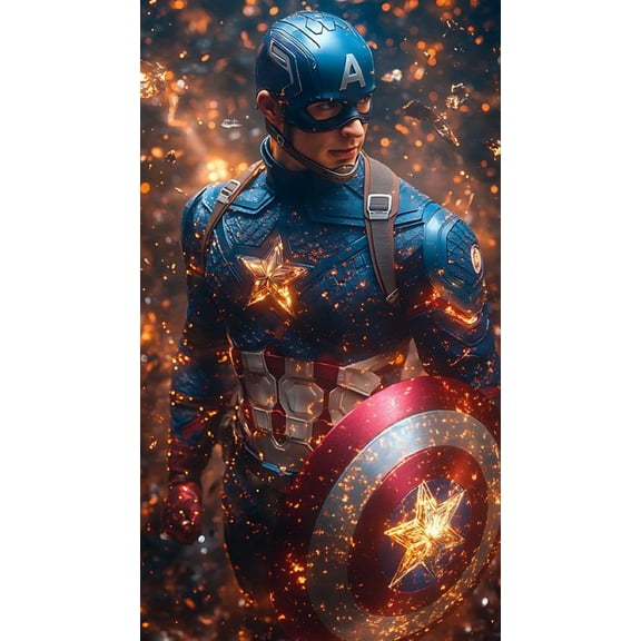 Captain America 5D Diamond Painting Kits for Adults Beginners,Justice DIY Full Round Drill Diamond Dot Gem Art Kits for Adults,Home Wall Decor 12 X 16 Inch