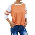 thumbnail image 3 of STARVNC Women Crew Neck Stripe Splice Raglan Long Sleeve Top, 3 of 7