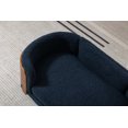 thumbnail image 6 of Modern Solid Wood Pet Products, Pet Sofa Bed with Cashmere Cushion Walnut Bent Wood Back for Cat & Dog 26.38"L x 16.14"W x 9.84"H, Dark Blue, 6 of 9