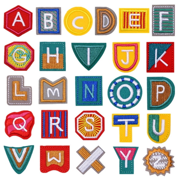 26 parches con letras del alfabeto inglés, pasta de bordado, apliques DIY, parches adhesivos, accesorios decorativos para ropa, vaqueros, camisas, mochilas