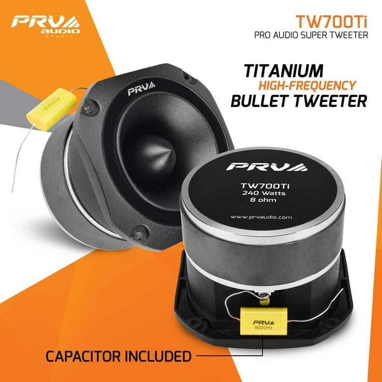 PRV AUDIO TW700Ti 4 Inch Titanium Bullet Tweeter TW700Ti 240 Watts, 8 Ohm Super Tweeter, Built-in Capacitor Pro Audio High Frequency Driver Single