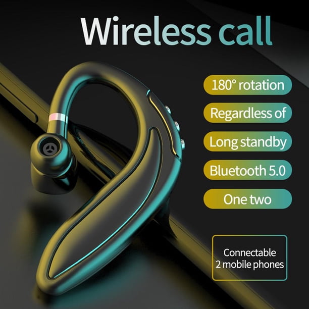 Twowood auricular Bluetooth v5 inalámbrico manos libres unilateral colgando auriculares de oreja con micrófono