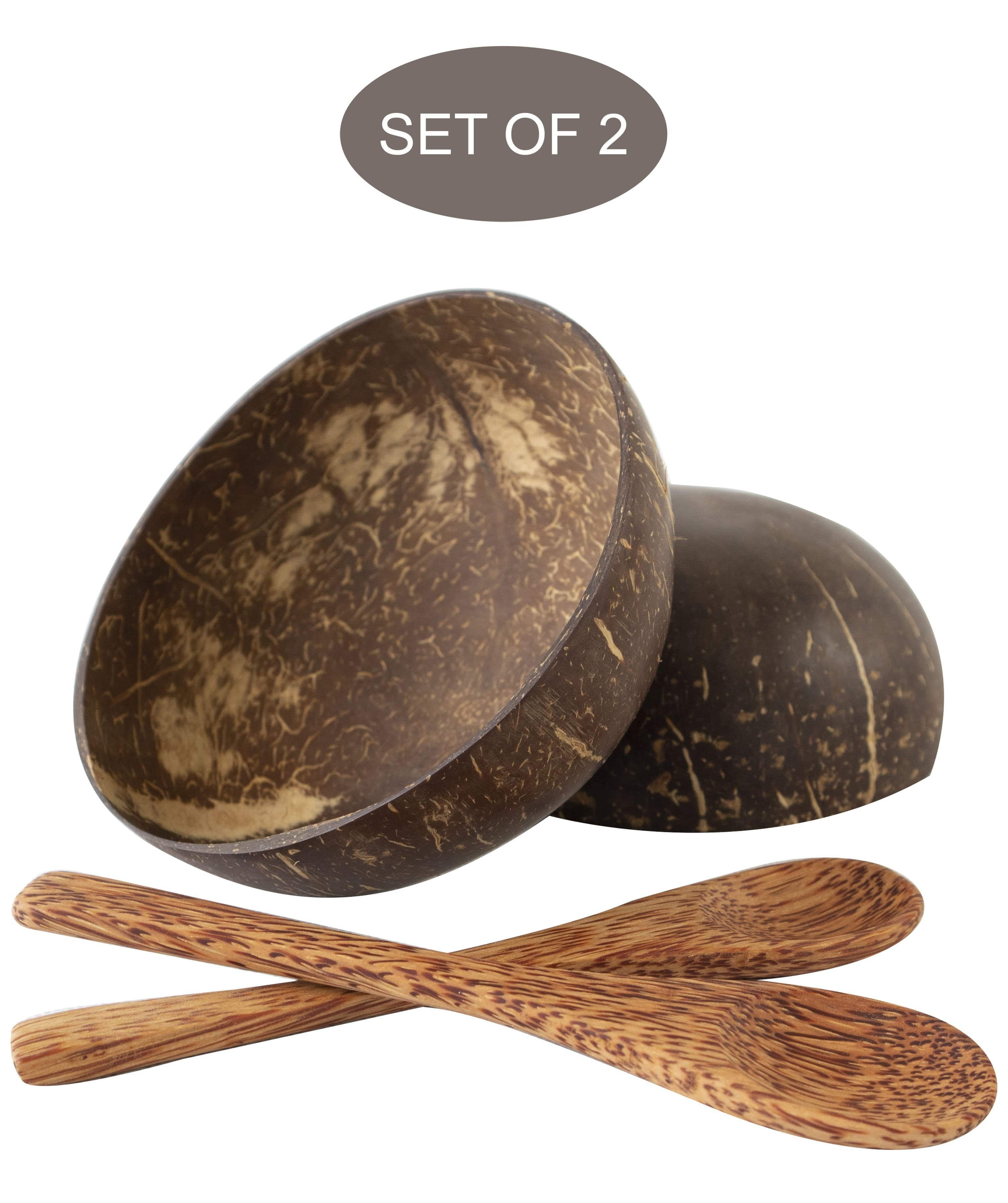 Wooden Cutlery Perfect for Acai Bowl Buddha Bowl Natural Bowls Eco Bowls 2 PCS Coconut Bowl with 2PCS Wooden Spoons /& 2PCS Wooden Forks for Kitchen Set of 6 Dining and Decoration Ideal Vegan Gifts