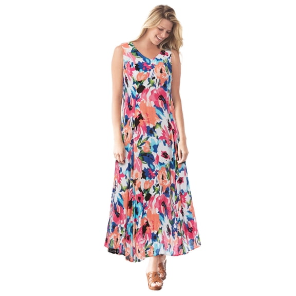 Woman Within Plus Size Petite Sleeveless Crinkle Dress