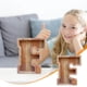 thumbnail image 1 of Lata de ahorros de madera con letras en inglés, lata de ahorros de vidrio transparente, alcancía, 1 of 6
