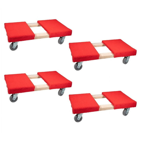 4 Pack 19" x 32" Carpeted Furniture Dolly 4 Wheels 1000 lbs. - Hardwood and Plywood Piano Moving Office Dolly with 3.5" x 4" Swivel Casters Mover