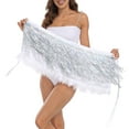 thumbnail image 7 of HDE Women's Sequin Tassel Fringe Skirt Fur Trim Hip Scarf Silver XS-S, 7 of 7