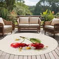thumbnail image 5 of Cherry Round Living Room Rugs 7 ft, Oil Painting Fruit Farmhouse Daisy Linen Texture Washable Area Rug with Non-Slip Sturdy Edge Binding Round Carpet for Kitchen Office Bedroom, 5 of 9