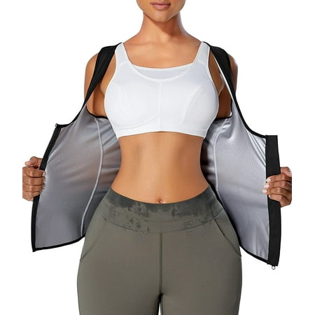 

Molutan Sauna Suit for Women Waist Trainer Sweat Vest with Zipper for Workout(Black S)