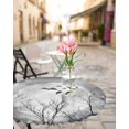 thumbnail image 6 of Round Fitted Tablecloths with Elastic Edge Halloween Full Moon Night Oil-Proof Waterproof Wipeable Table Cover for Kitchen Dining Party Decor Bat Bare Tree Gray Table Clothes,55" - 60", 6 of 7