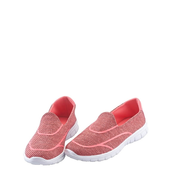 Silver Steps Feather Lite Walking Shoe, Slip-On Women’s Sneaker, Coral, Size 10