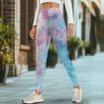 thumbnail image 4 of Renewold Butterfly Tie-dye Blue Violet Leggings with Pockets for Women Athletic Tights Compression Leggings High Waisted Butt Lifting Printed Pants Comfy Womens Yoga Leggings, M, 4 of 8