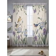 thumbnail image 3 of Spring Flowers Sheer Curtains 108 Inches Long 2 Panels Set, Window Sheer Curtains for Living Room/Bedroom, Vintage Floral Leaves Birds Farmhouse Plaid Light Filtering Rod Pocket Curtain 52''x108''x2, 3 of 8
