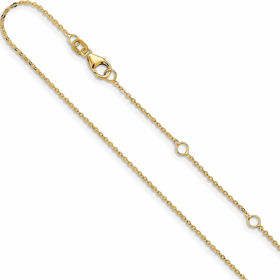 14K Yellow Gold Jbsp's 1.2mm Flat Cable 1In+1In Adjustable Chain (18 X 1.2) Made In Italy 1380-16+2