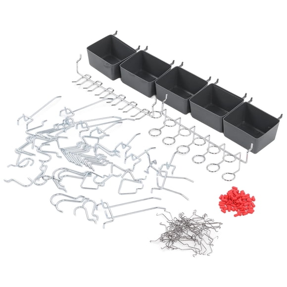 114 Piece Pegboard Hooks Assortment Set With Pegboard Bins Alloy Peg Locks For Organizing Various Tools