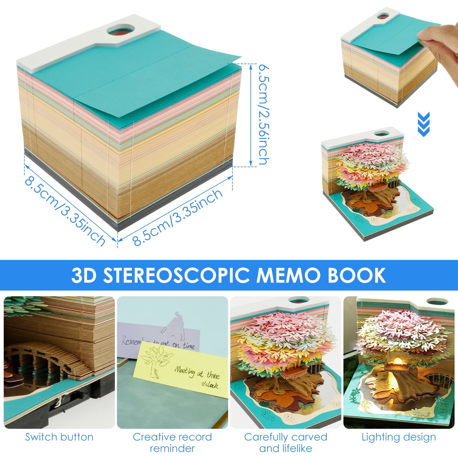 Threns 3D Notepad Creative Tree House 3D Memo Pad with Light 2025 Weekly Calendar Notepad for Office Gift