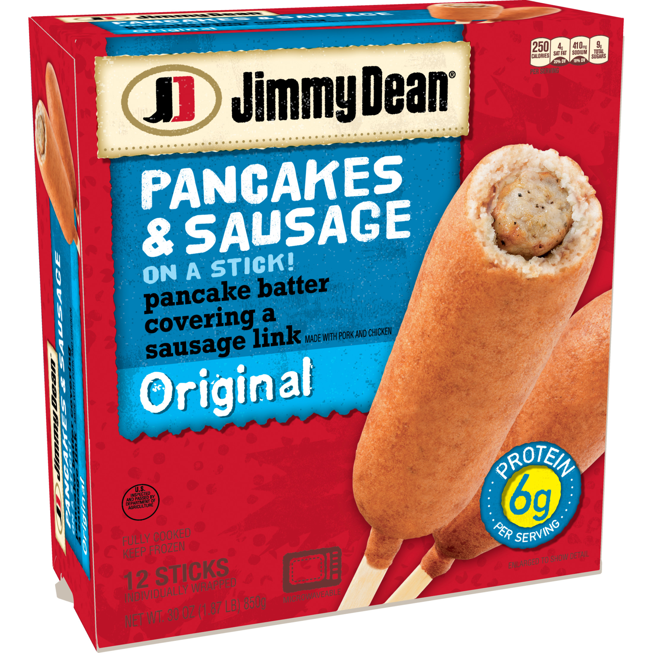 Jimmy Dean Original Pancakes & Sausage on a Stick, 30 oz, 12 Count (Frozen)