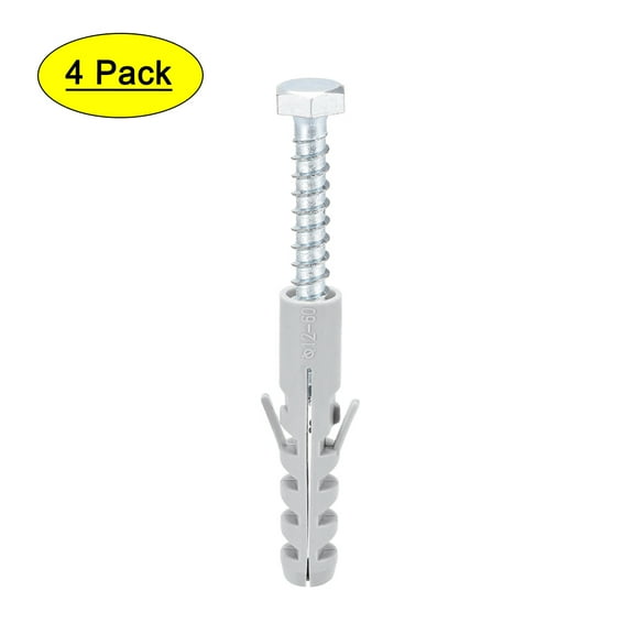 Uxcell 12x60mm Bolts Expansion Pipe with Screws Plastic Gray 4 Pack