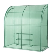 Costway 7'x 3.5'x 7' Lean-to Greenhouse Portable Wall House with Green PE Cover and Shelf