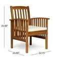 thumbnail image 3 of GDF Studio Genois Outdoor Acacia Wood 3 Piece Bistro Set with Cushion, Teak and Cream, 3 of 9